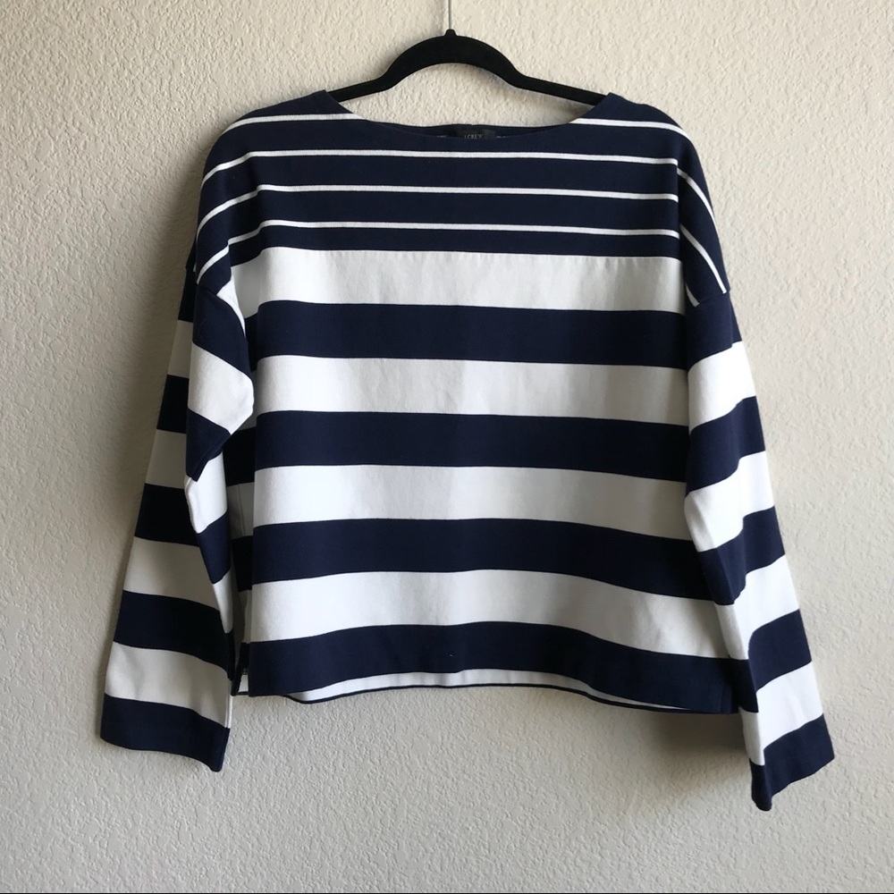 J Crew F4379 Stripe Boatneck Top Nautical TShirt L